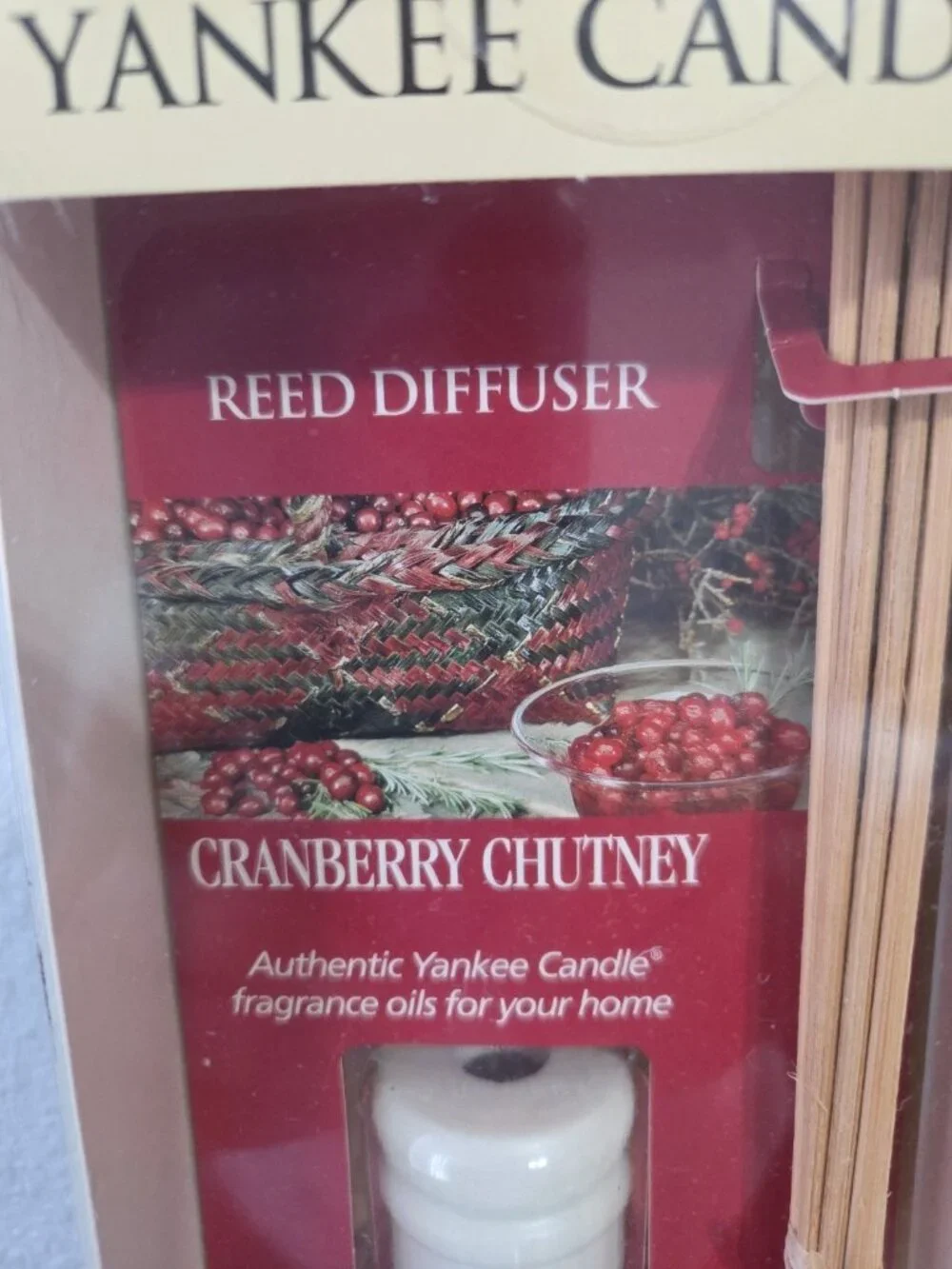 YANKEE CANDLE Reed Diffuser Cranberry Chutney fragrance oil 7.8 fl oz NIB